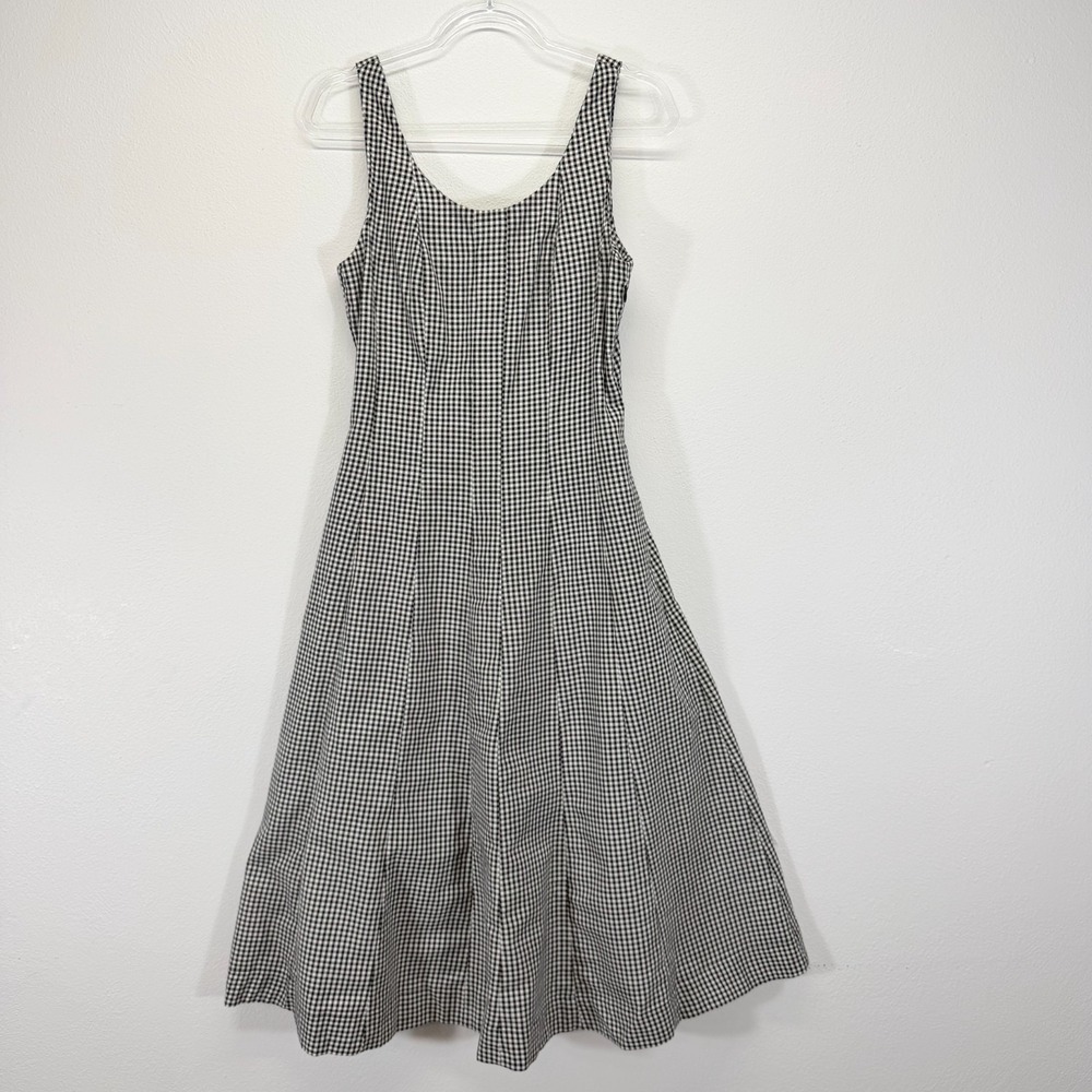 A New Day NWT Gingham Corset Midi A-Line Black White Dress with Pockets Size 2